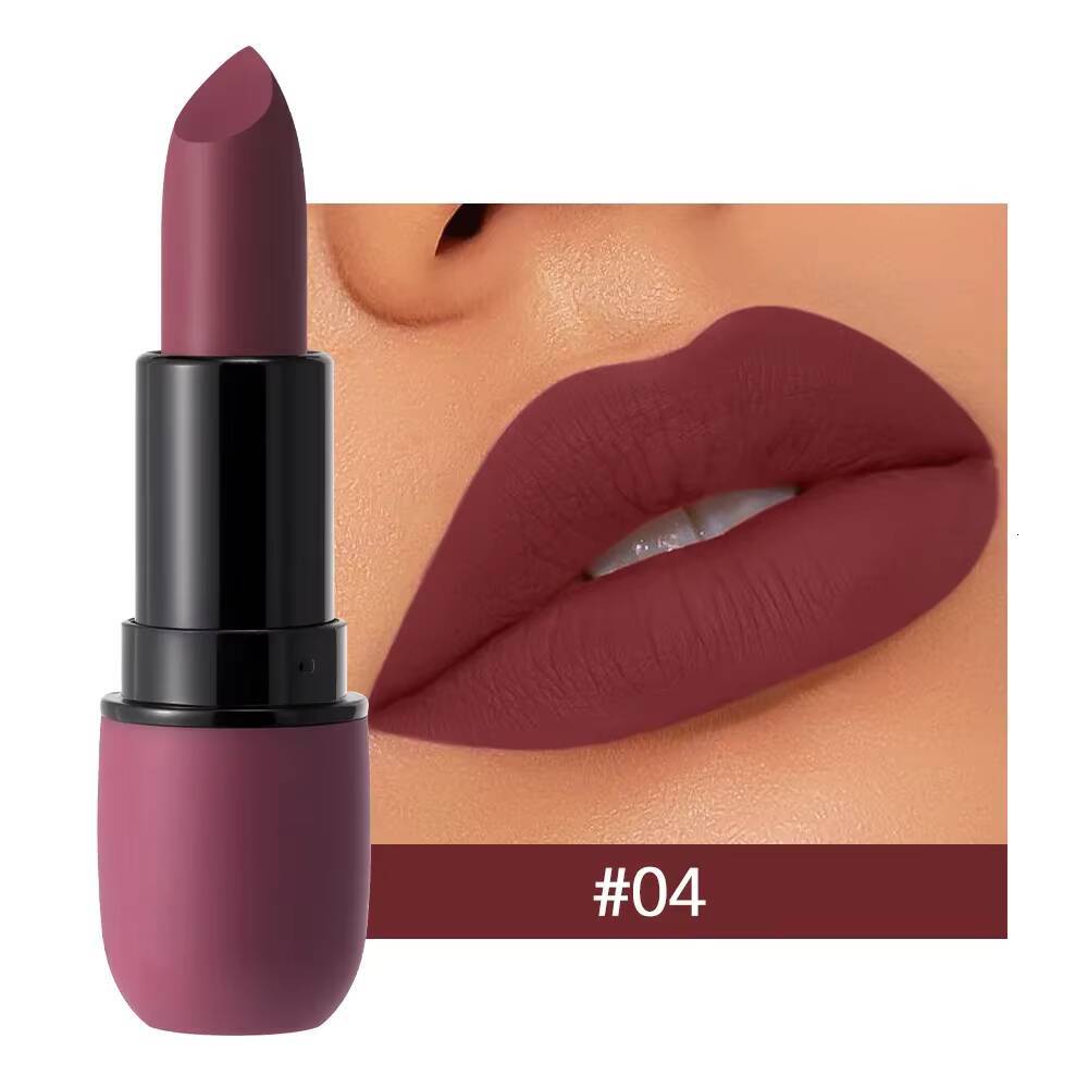 Nude Brown Matte Lipstick Makeup Waterproof Lasting Cosmetics Sexy Purple Red Velvet Lipsticks Tinted Non-stick Cup Lip Stick happy