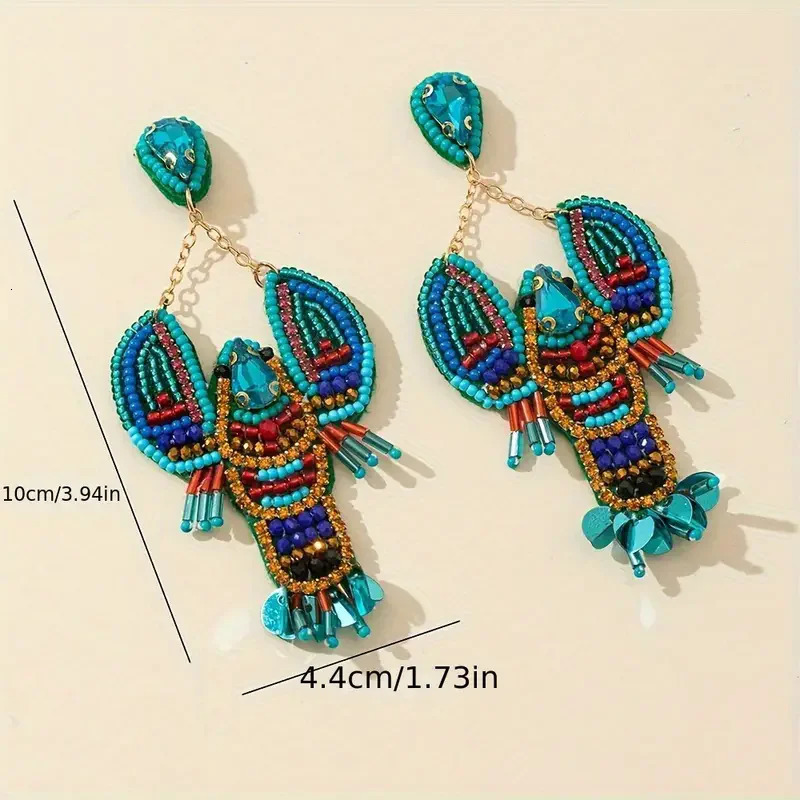 Dvacaman Handmade Beaded Lobster EarringsBoho Seed Bead EarringsBeach Vacation Party Gifts Women Accessories 250610