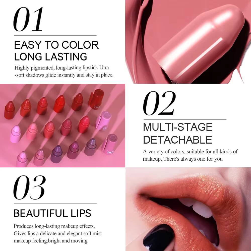5In1 Combination Peach Matte Kit Waterproof Non-Stick Cup Purple Red Lip Stain Tint Cosmetic Nude Lipstick Pen Makeup happy