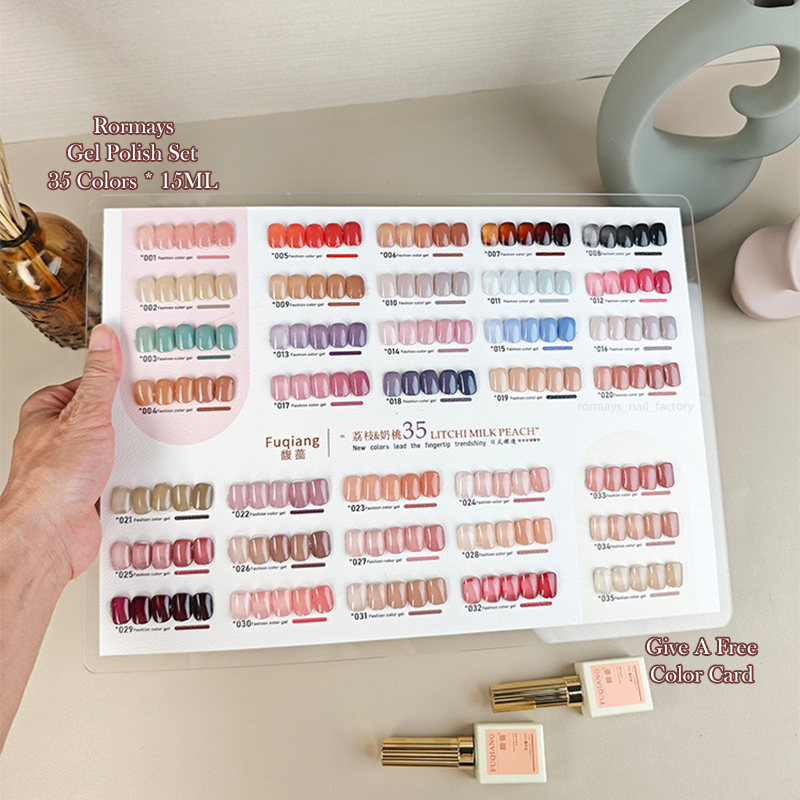 Roramys Spring Summer Frozen Gel 35PCS Nail Polish Kit,Color Card,Transparent Nail Art Nail Polish,Immersive UV LED Base Paint Nail Paint Wholesale Fa