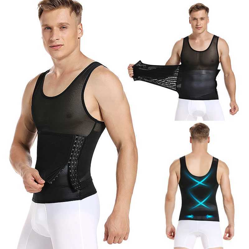 Shape Men Slimming Body Shaper Waist Trainer Vest with Tummy Control Girdle Posture Back Correction Abdomen Tank Top Shapewear W250616