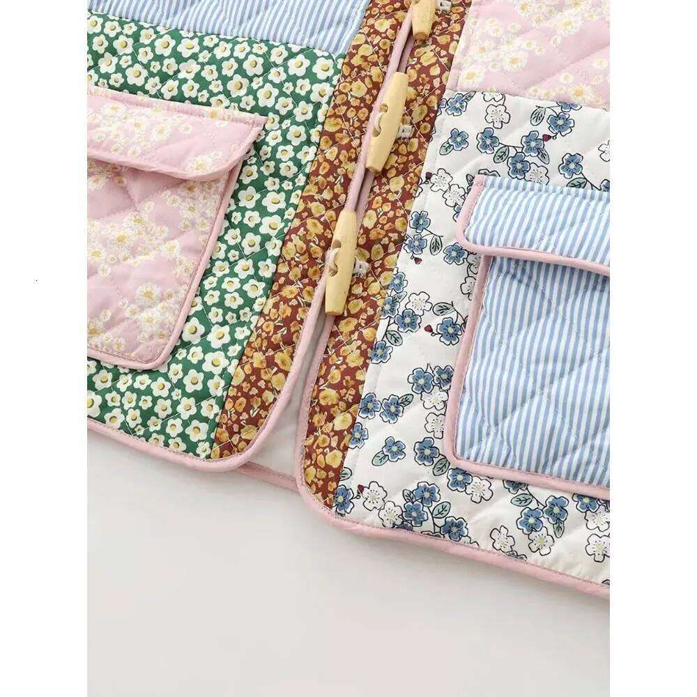 2025 Women Fashion With Pockets Patchwork Jackets Vintage O-Neck Long Sleeves Female Chic Lady Outfits