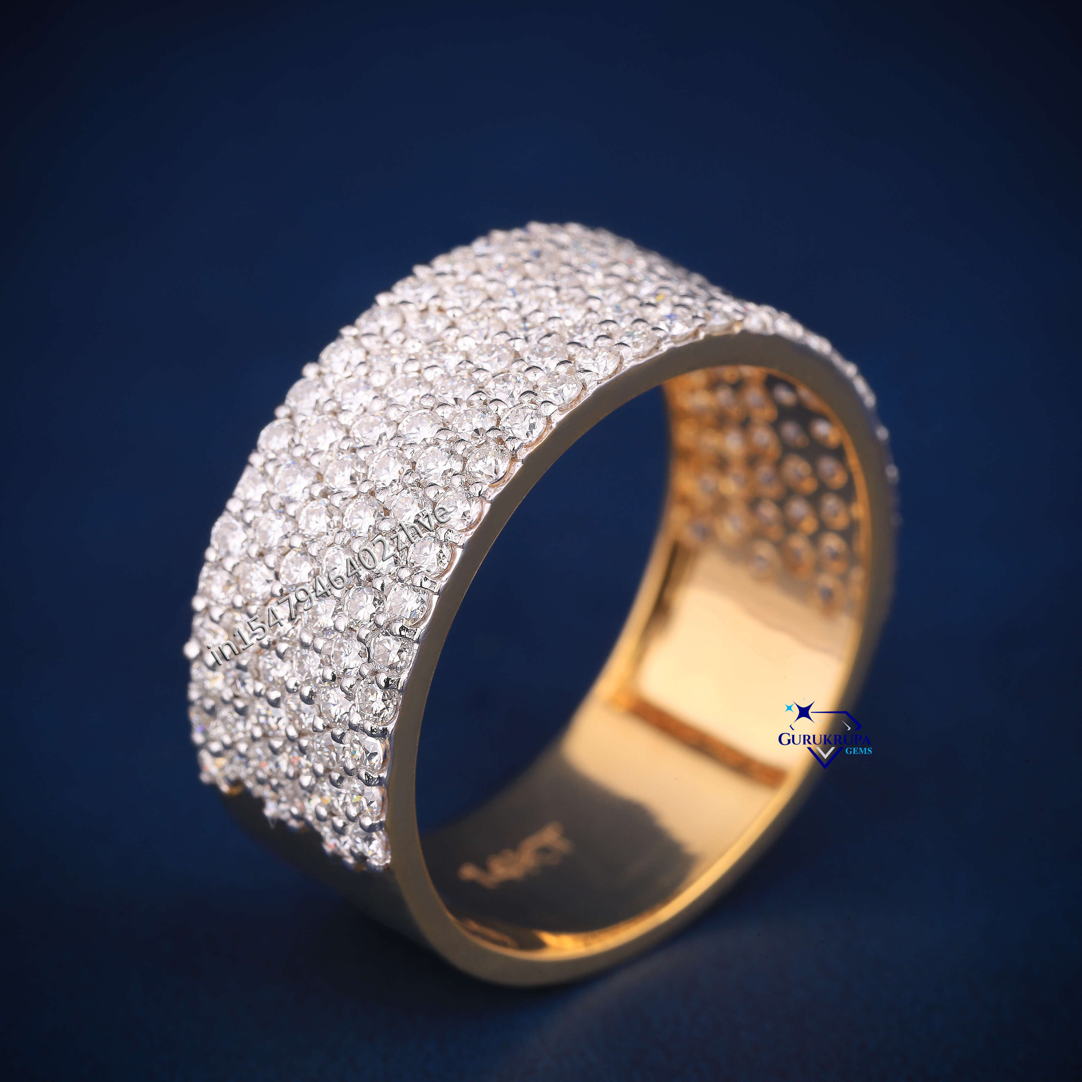 Mens VVS Moissanite Band Ring 925 Silver Iced-Out Full Pave Diamond Design Hip Hop Bling Wedding Fashion Jewelry