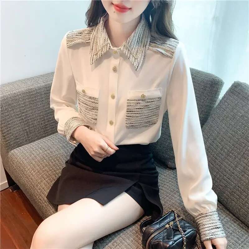 Summer Shirts Blouses for Women Full Long Sleeve Woman Top Chiffon Sale of Beautiful in Promotions Korean Style Streetwear M S