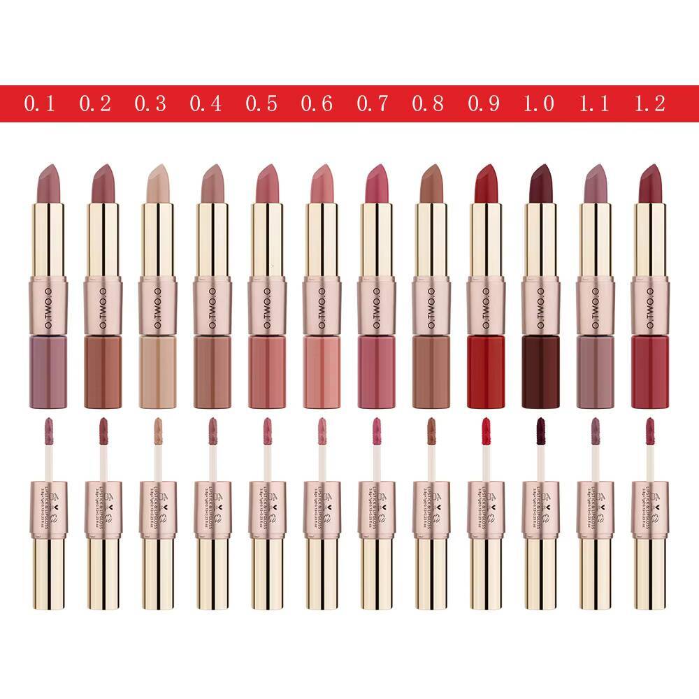 O.TWO.O 12 Colors Makeup Lipstick Gloss Sexy Red Lip Stick Waterproof Moisture Lips Cosmetics Matte Lipsticks happy