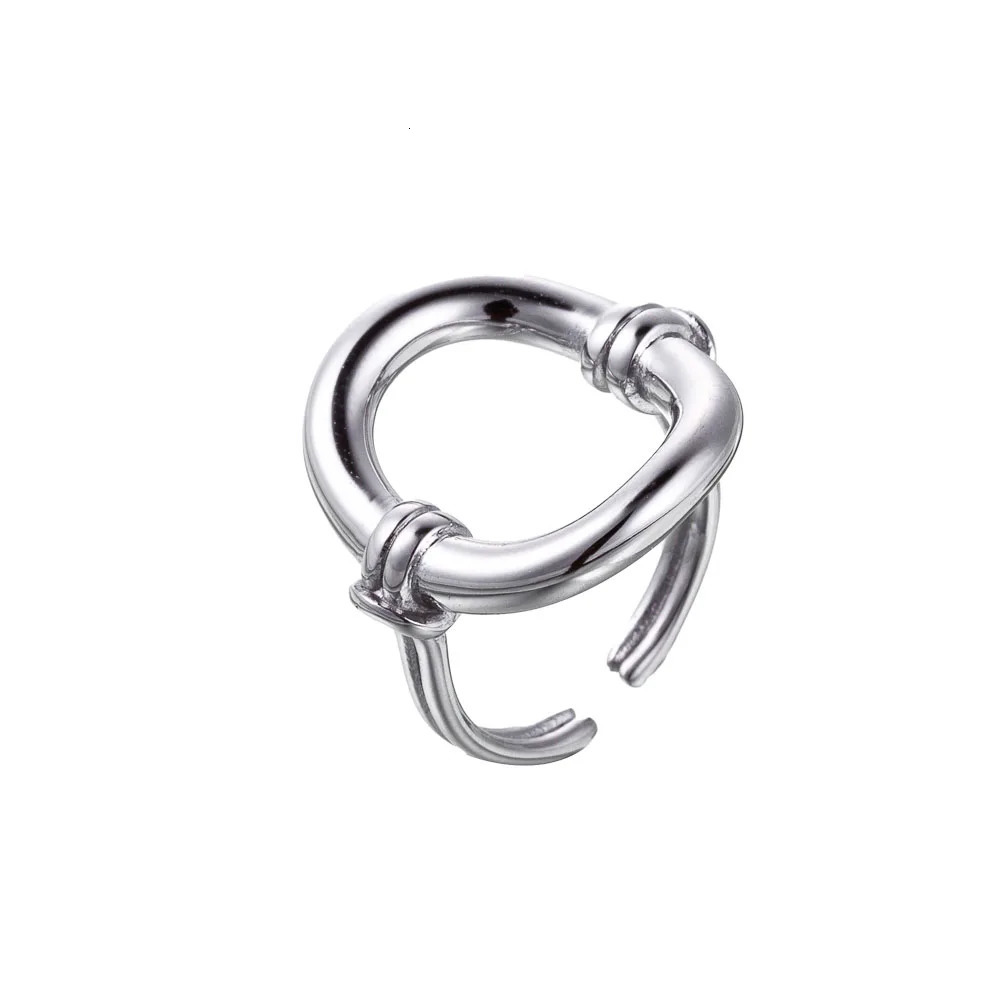 CARLIDANA Stainless Steel Silver Color Open Irregular Circle Finger Rings Steel Personalized Geometric Open Ring Women 250610
