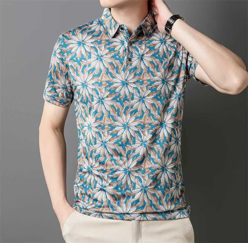 2025 New Mens Casual Fashion Printed Short Sleeve Polo Shirt Anti Wrinkle Breathable Comfortable Summer Versatile T-shirt W250616