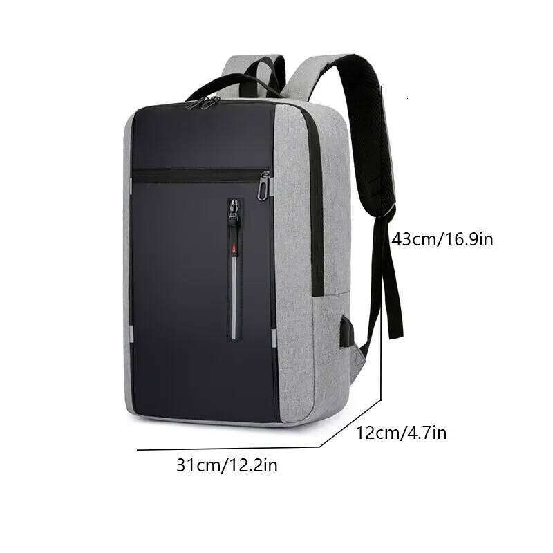 1 Pack 15.6 Inch Men's Business Computer Bag Multi-Pocket High-Capacity Usb Charging Work Commuting Backpack