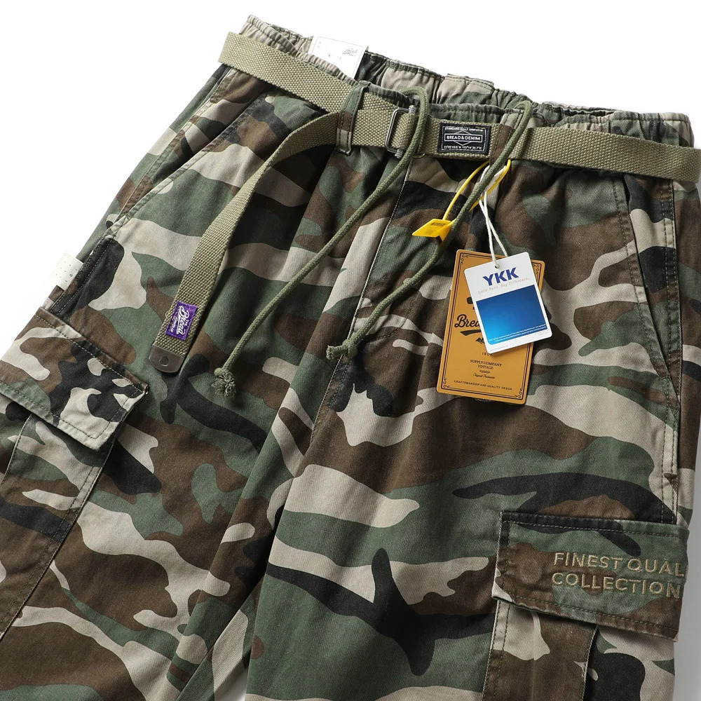 Men Top Quality Pure Cotton Camouflage Loose Casual Japanese Streetwear Fashion Wide Leg Track Cargo Pants Cityboy Baggy Trouser 250612