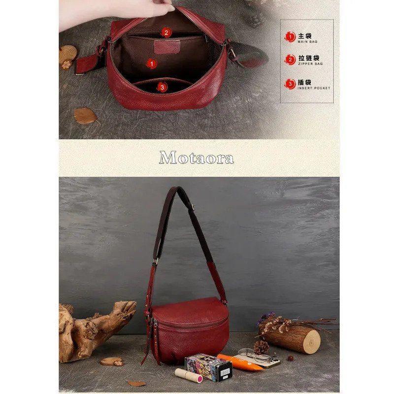 MOTAORA Womens Genuine Leather Crossbody Purse Vintage Luxury Designer Saddle Mini Phone Bag Retro Female Shoulder 250614