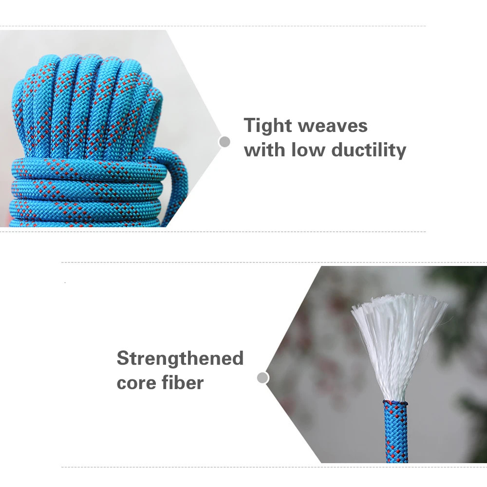 10mm Rock Climbing Rope 10M20M30M Outdoor Static Rapelling for Fire Rescue Safety Escape Tree Sports 250611