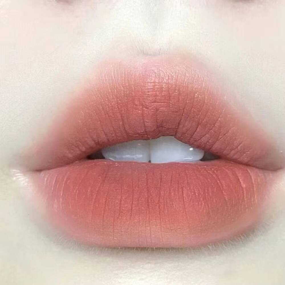 6 Color Brown Glaze Matte Liquid Lipstick Peach Pink Waterproof Velvet Nude Red Lip Mud Cheek Rouge Tint Cosmetics happy