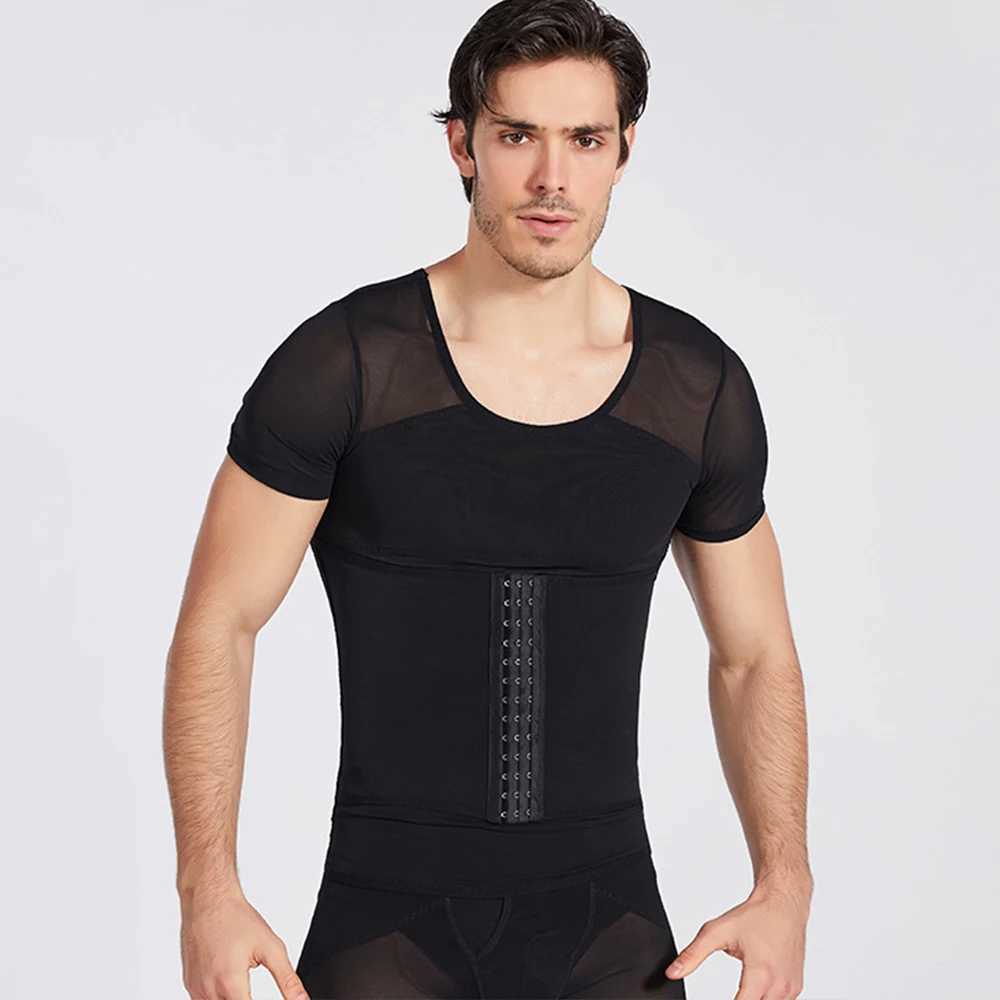 Men Shapewear T-Shirt Tummy Control Tight Slimming Body Shaper Shirt for Abdomen Control W250616