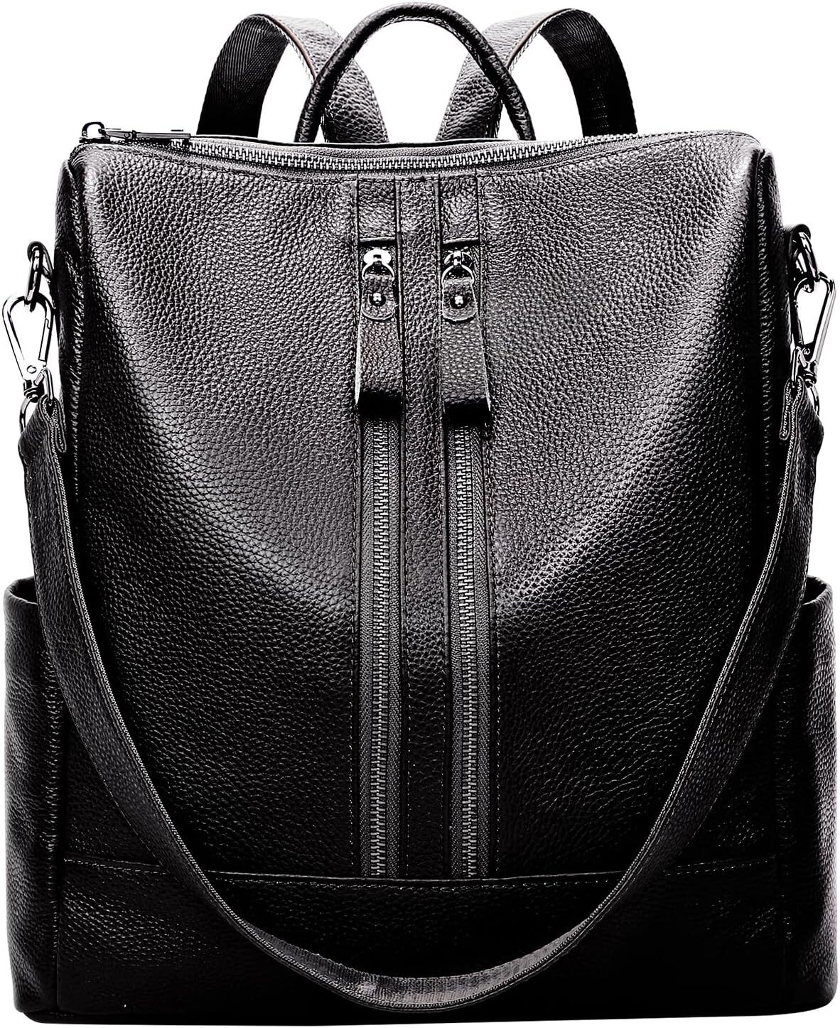 Genuine Leather Purse Women: Fashion Ladies Convertible Backpack Designer Shoulder Handbag for Travel