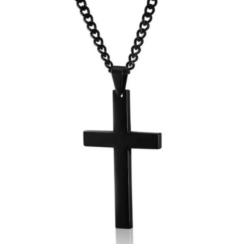 Hip Hop Black Cross Pendant Halloween Thin Chain 60cm Sweater Chain Mens And Womens Party Accessories W250616