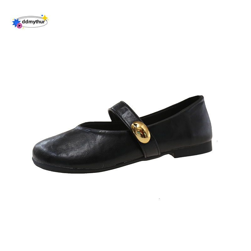 2025 New Spring/Summer Round Toe Flat Soft Leather Comfortable Versatile One-Strap Women's Shoes Trend ddmythur