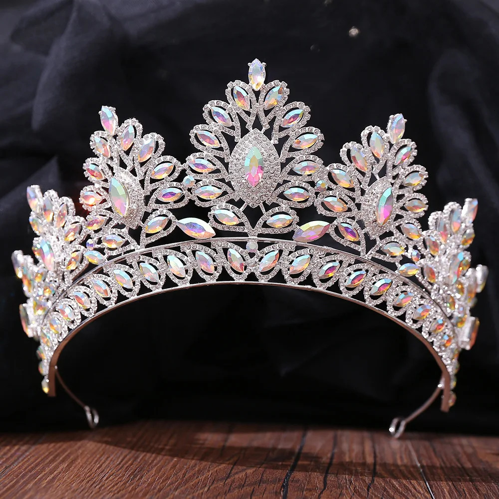 Baroque Vintage Gold Color Champagne Rhinestone Bridal Tiaras Crown Wedding Hair Accessories Crystal Pageant Tiaras Queen Diadem 250603