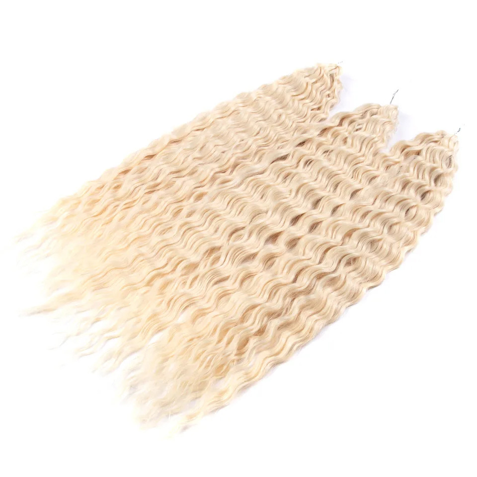 Rebecca Fashion Crochet Curl Water Twist Synthetic Braid Ombre Blonde Pink 22 Inch Deep Wave Braiding Hair Extension