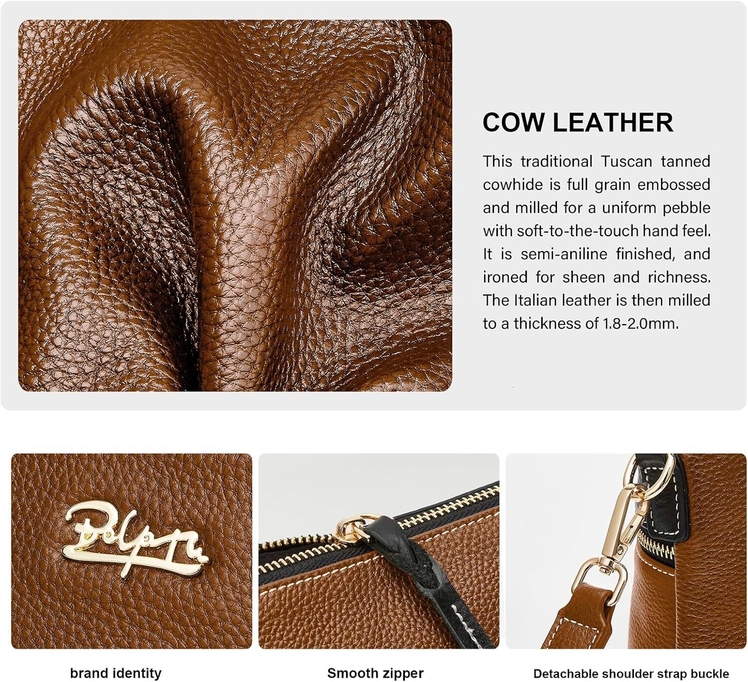 Genuine Crossbody Bag Women: Medium Leather Shoulder Purse - Trendy Handbag Travel Adjustable Strap