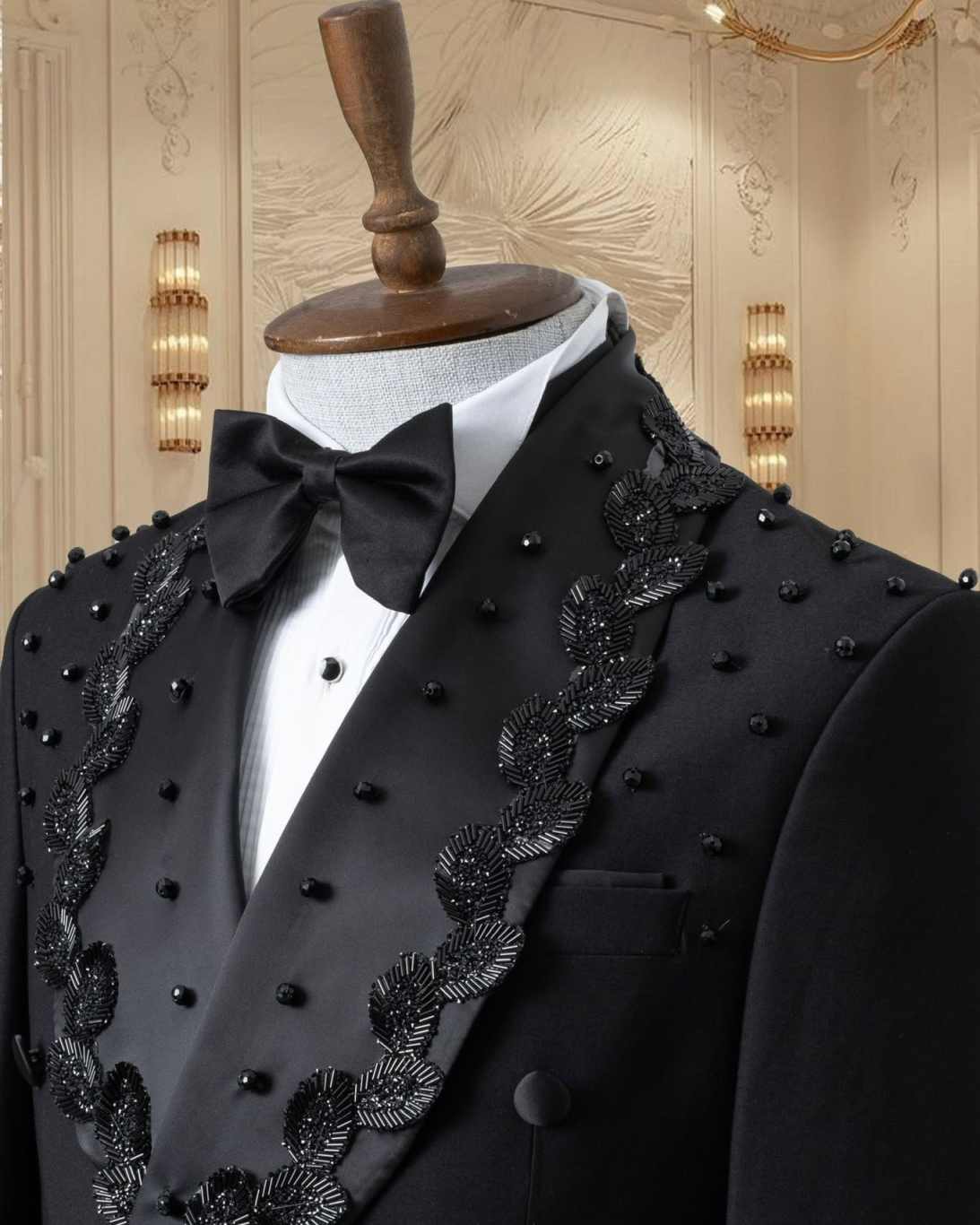 2 Pieces Sparkly Men Suits Double Breasted Wedding Party Blazers 2 Pieces Sets Crystal Beaded Customized Groom Tuxedo Male ropa hombre