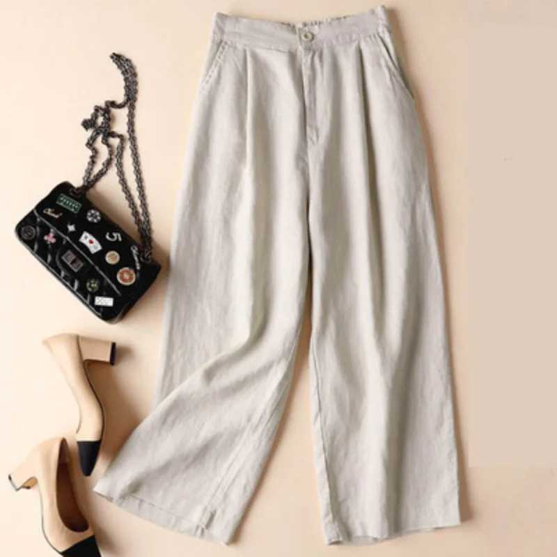 2025 New Wide-leg Pants Womens Summer New Cotton and Linen Pants dent Loose Linen Pants Casual Pants WomenXJ250616