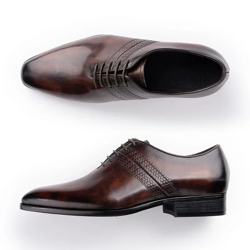 Fashion Handmade Dress Man Shoes Mens Business Casual Office Oxfords Derby Men Brogues Comfortable Zapatos De Hombre 250612