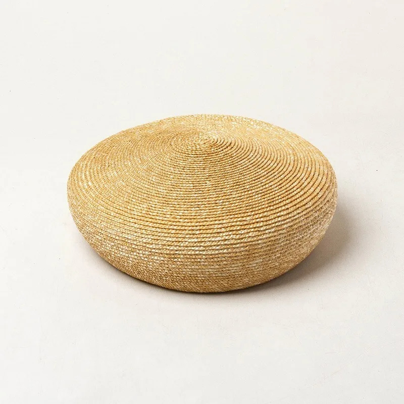 Spring and summer style delicate wheat straw hand-knitted beret fashion casual catwalk concave shape straw bud painter hat 250604