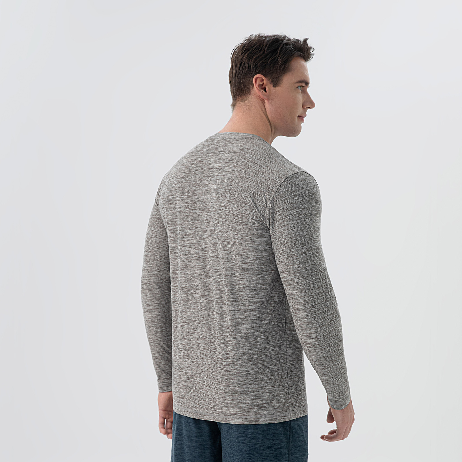 Elegant Heather Grey Blended Cotton-Linen Mens Casual Shirt with Classic Fit & Sleeves