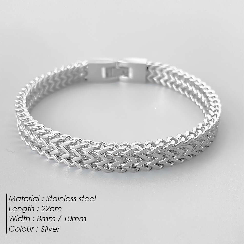Emanco Personality Bold Dominant Men's Stainless Herringbone Titanium Steel Jewelry Bracelet