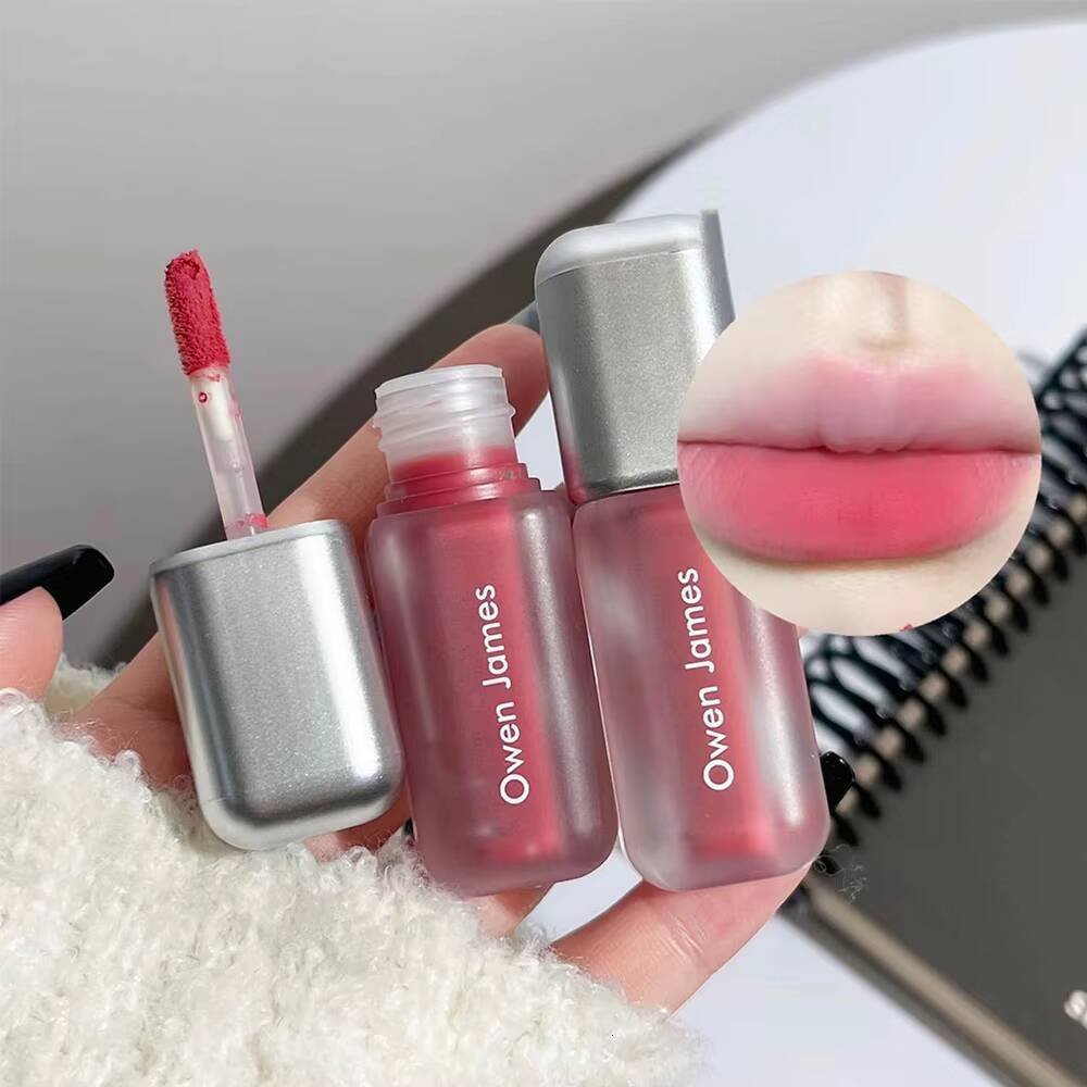 6 Color Brown Glaze Matte Liquid Lipstick Peach Pink Waterproof Velvet Nude Red Lip Mud Cheek Rouge Tint Cosmetics happy