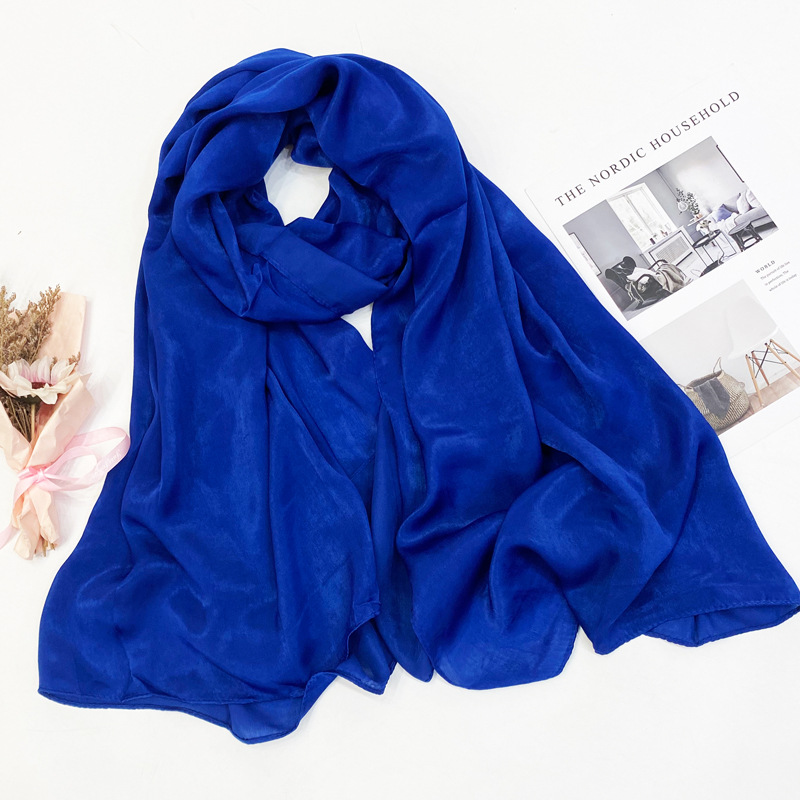K1041 Summer sunscreen silk scarf women's solid color long ins mulberry silk high-grade silk scarf medium-length shawl spring and autumn gift