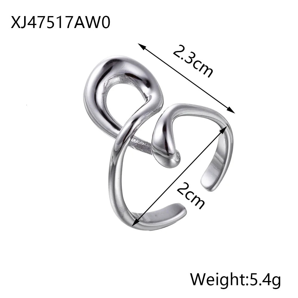 CARLIDANA Stainless Steel Silver Color Open Irregular Circle Finger Rings Steel Personalized Geometric Open Ring Women 250610