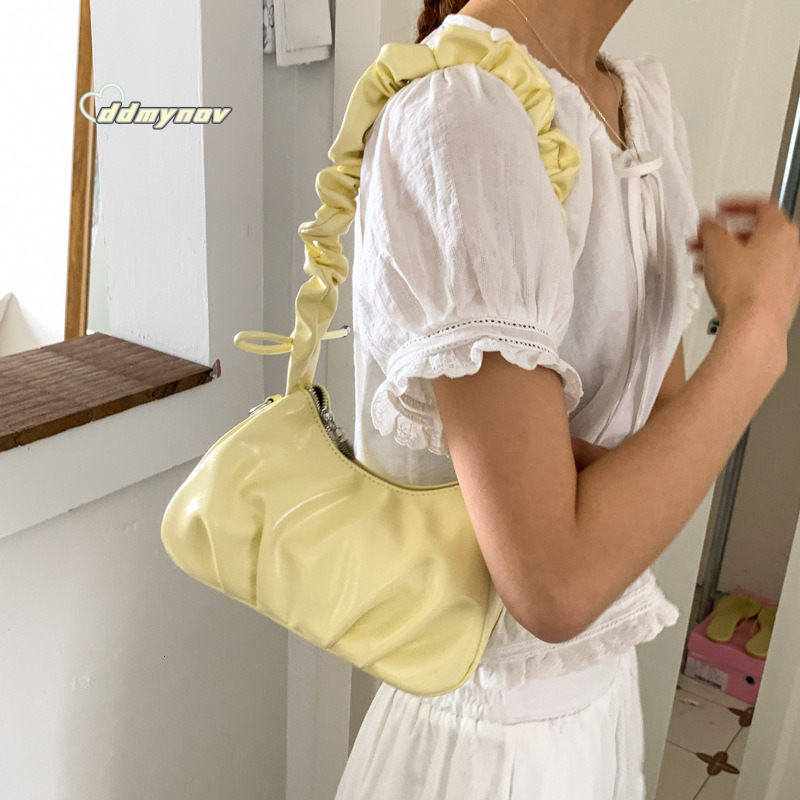 Korean Style Niche Design Pleated Handbag Underarm for Women 2025 Summer New Single Shoulder Crossbody Dumpling Bag ddmynov ddmynov