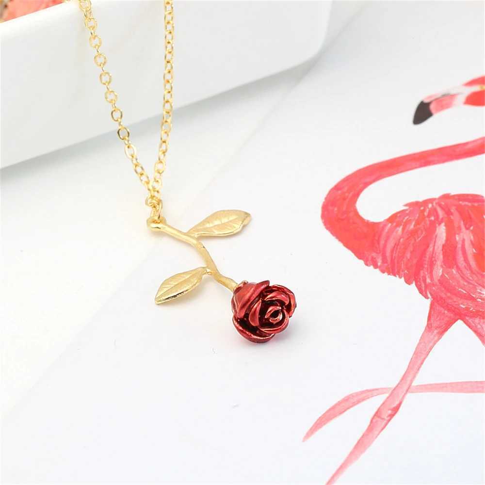 3D Rose Flower Necklace Custom Charm Necklace Ultimate Rose Flower Beauty and Beast Boho Jewelry Womens Valentines Day Gift W250616