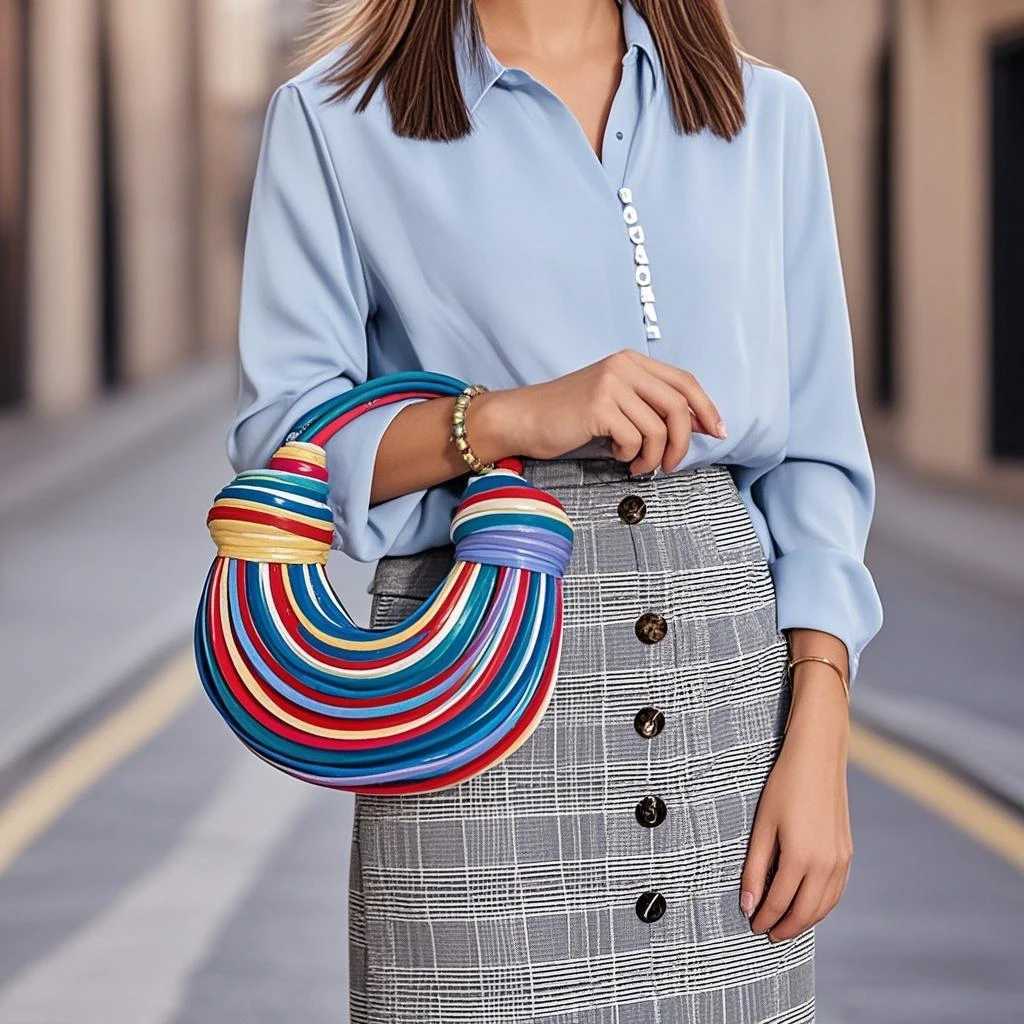 Bags for whom new niche creative design woven bag noodle shape B250618
