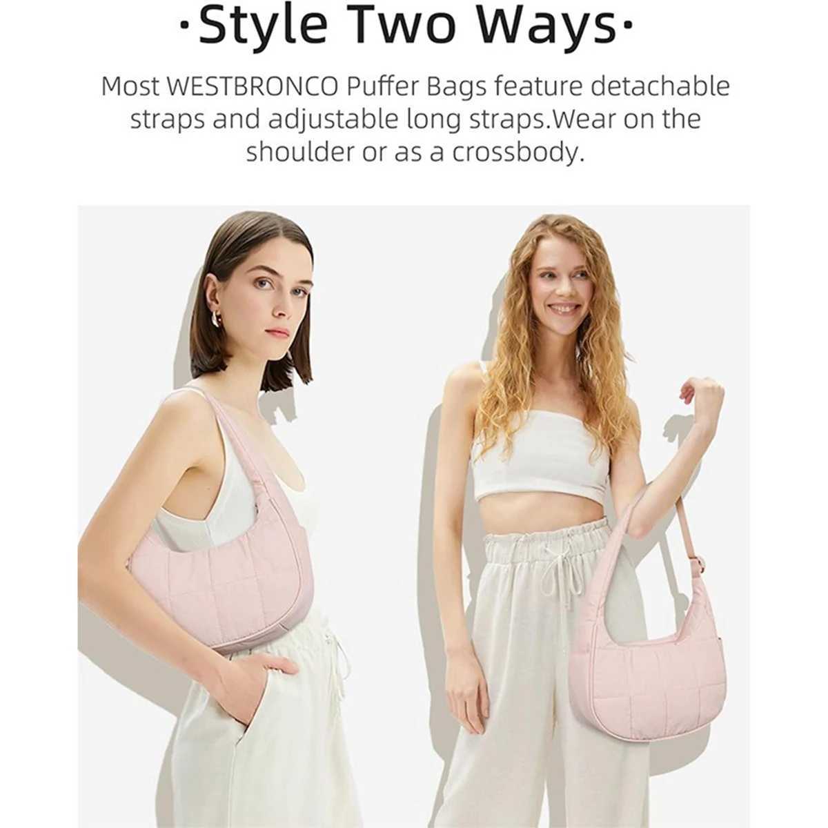 Womens Crescent Nylon Bag Adjustable Strap Shoulder Bag Fluffy Underarm Bag Suitable for Daily Use Work Travel XJ2520616