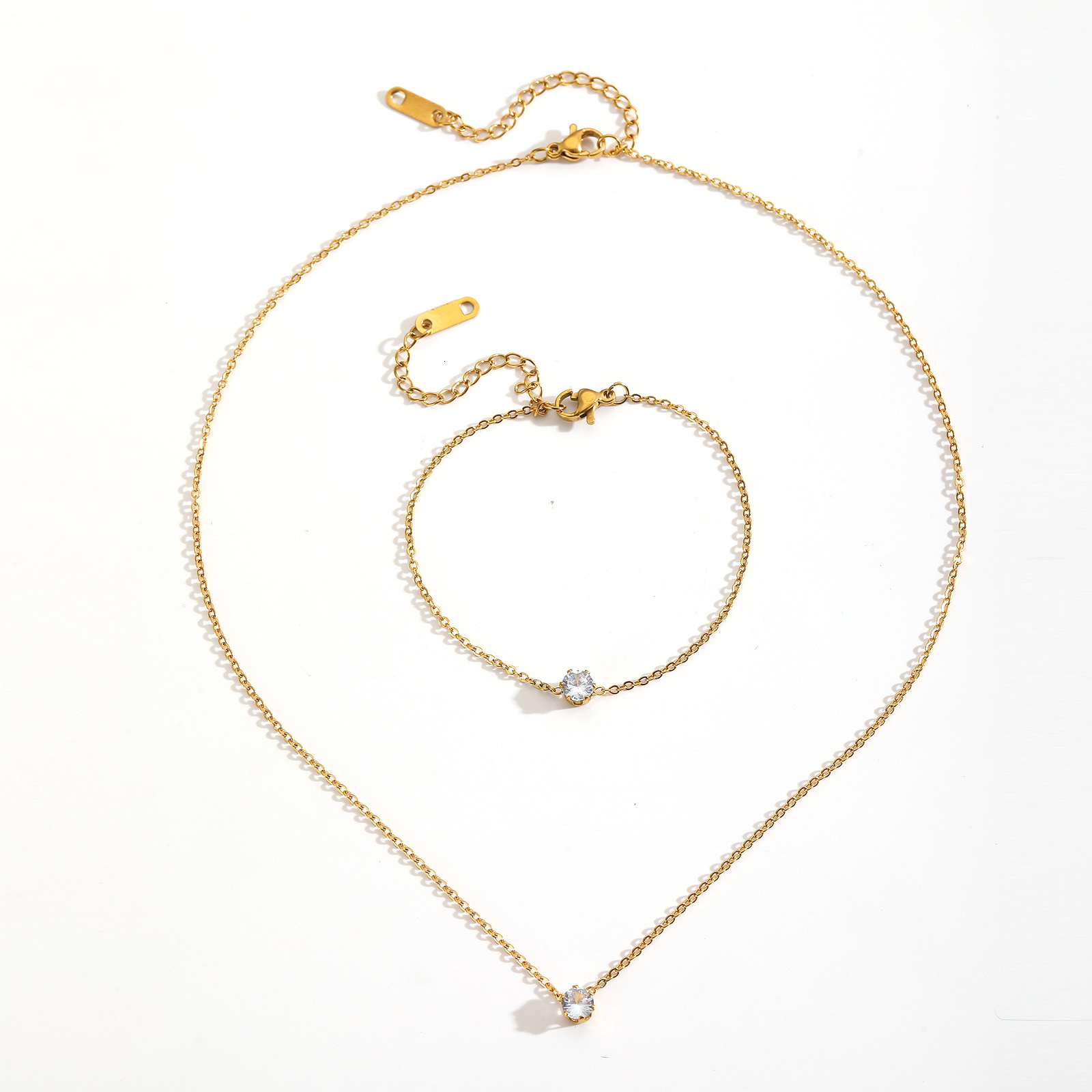 Zircon Flower Women's Fashion Versatile Set Stainless Steel Inlaid Dia Necklace