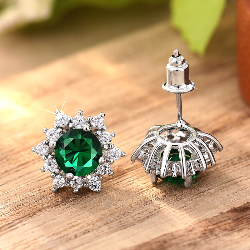 1CT Choucong Brand Ins Top Sell Spakrling Luxury Jewelry 925 Sterling Silver Round Cut Emerald Lab Moissanite Diamond Party Bright Lady Stud Earring G