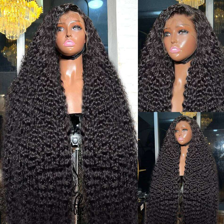 30 40 Inch Curly 13x6 HD Transparent Lace Front Human Hair Wigs Brazilian 250 Density Deep Wave 13x4 Frontal Wig For Women