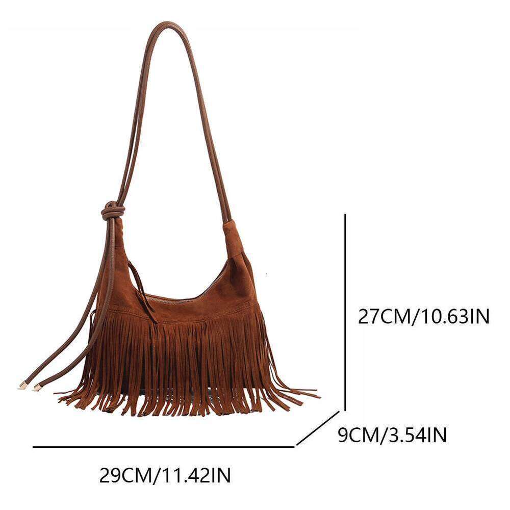 2025 Vintage Fringed Women's Crossbody Suede Slouchy Designer Bags For Women Work Shopping Travel Winter Fall Bag