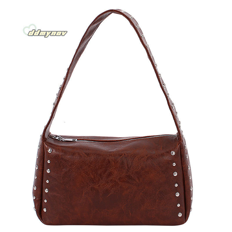 Studded Handbag for Women New Fashion Trend Shoulder Sweet Cool Style High-end Underarm Small Square Bag ddmynov ddmynov