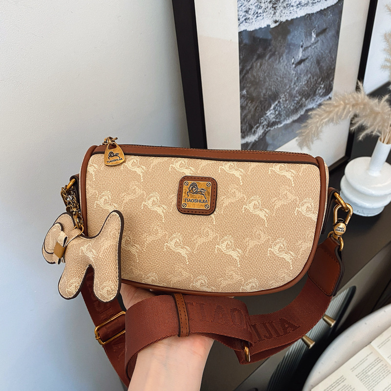 designer High-end Wide Shoulder Strap Pillow Bag for Women 2025 New Printed Dumpling Bag Versatile Shoulder Bag Crossbody Bag