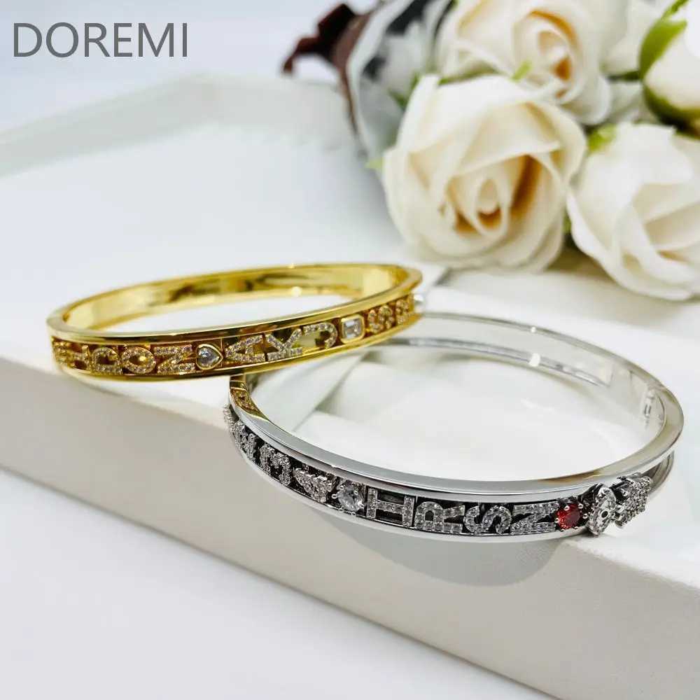 DOREMI Personalized Charms Slide Bangle English Letters 12 Birthstone Charm Heart Star Slide Bangle Z250616