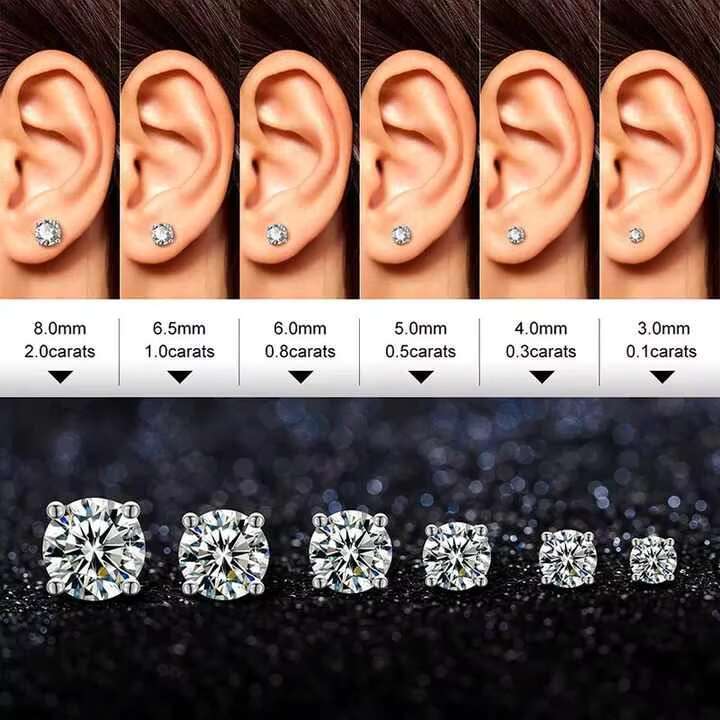 Hip Hop Iced Out Custom Moissanite Earrings Princess Cut VVS Diamond Studs 925 Sterling Silver for Men Luxury Jewelry