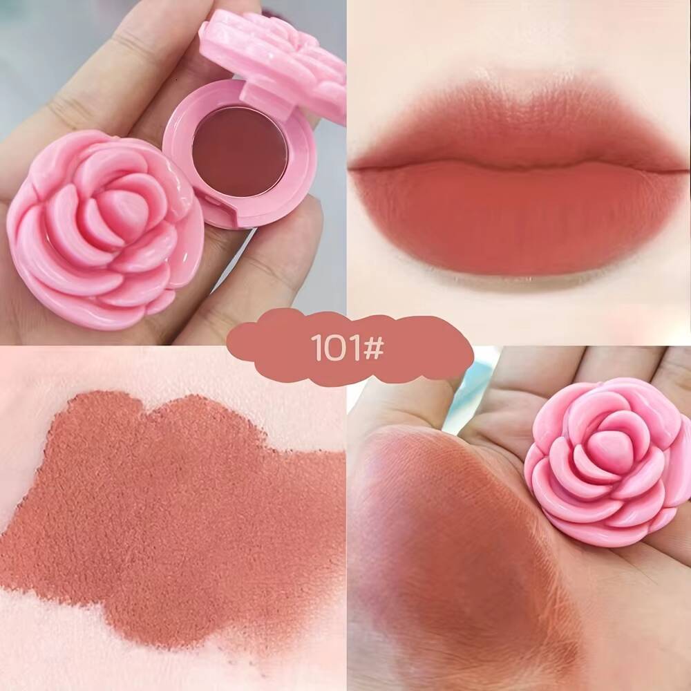 Creative Rose-Shaped Lipstick, Velvet Mousse Lip Clay Long-Lasting Lightweight Matte Makeup Effect for All Skin Types happy