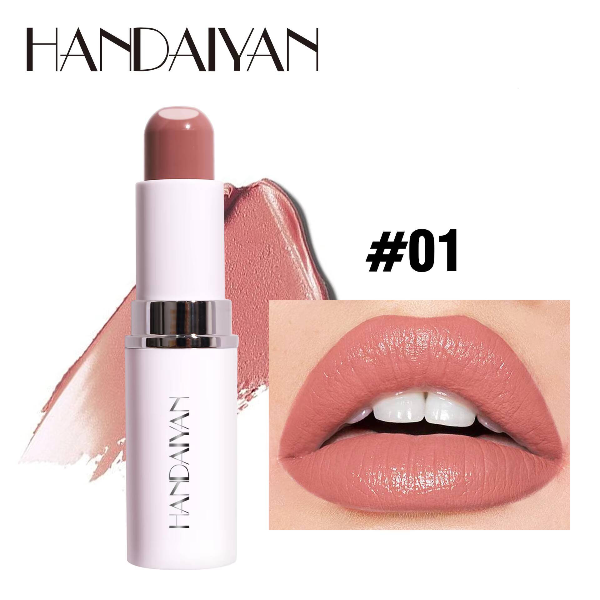 Handaiyan 8 Colors Matte Waterproof Velvet Nude Lipstick Sexy Red Brown Pigments Makeup Long Lasting Profissional happy