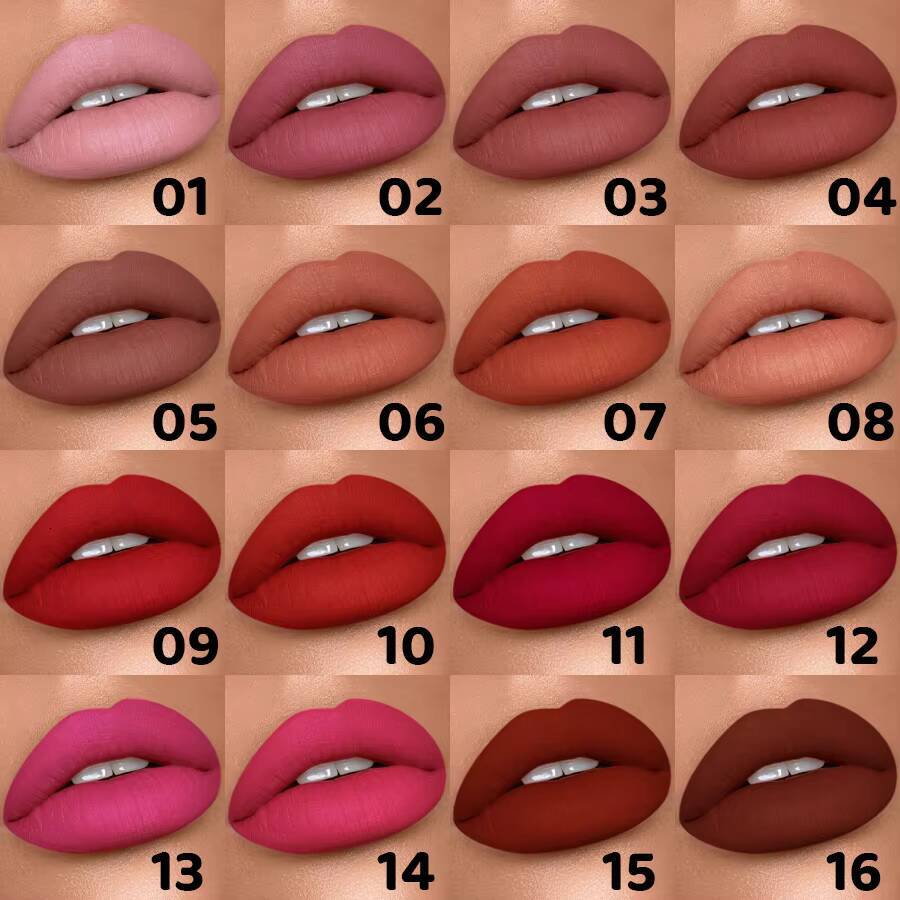 16 Color Nude Brown Lipliner Pen Waterproof Lipstick Sexy Red Matte Contour Lip Tint Lasting Lips Korean Makeup product lipgloss happy