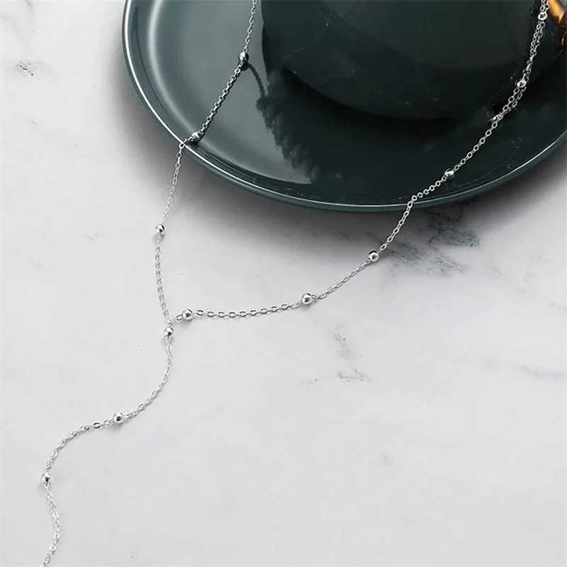 New Arrival Vintage Gold Color Long Chain Drop Necklaces for Women Simple Metal Geometric Bead Tassel Choker Girls Party Aesthetics Jewelry V250616