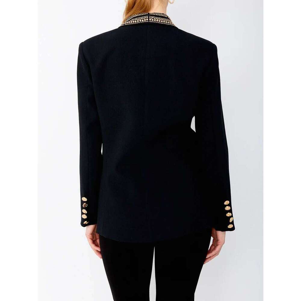 TWOTWINSTYLE Solid Slimming Fashion Blazer for Women Lapel Long Sleeves Patchwork Double Breasted Temperament Coat Female New