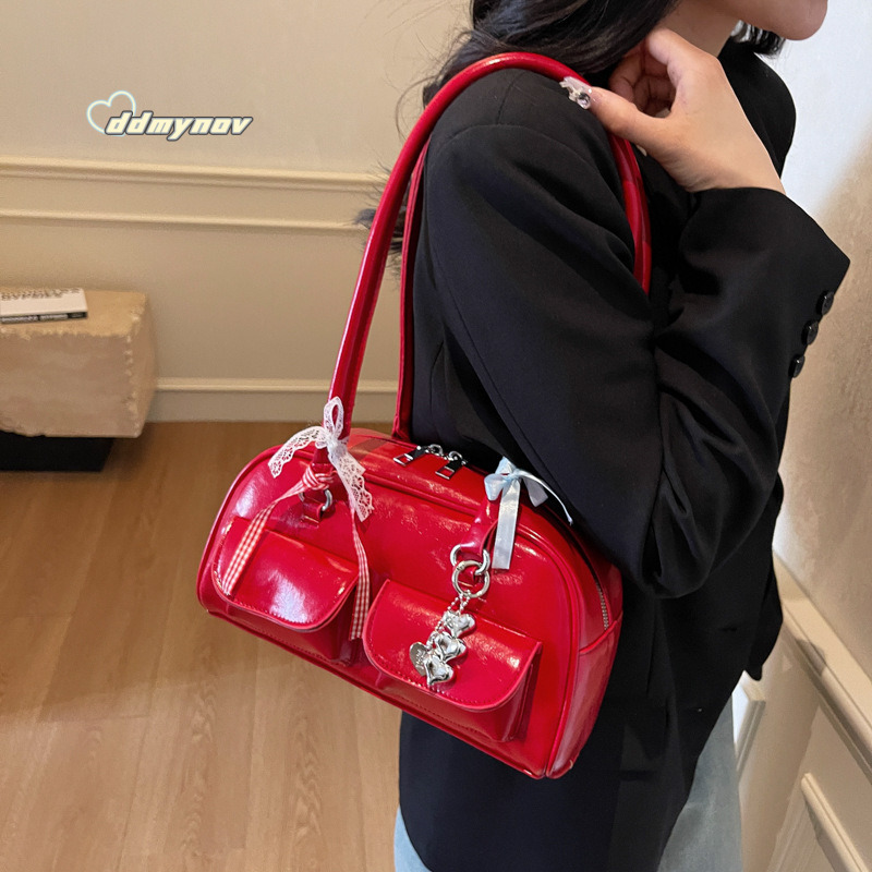 Spring Korean Niche Stylish Ribbon Shoulder for Women 2025 Yunzhen Same Style Versatile Commuter Underarm Boston Bag ddmynov ddmynov